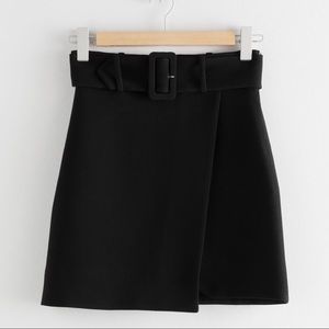 & Other Stories Belted Overlap Mini Skirt